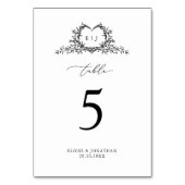 Numéro De Table Minimalist Monogram Calligraphy Crest Wedding (Dos)