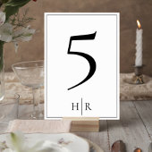 Numéro De Table Minimalist Monogram Wedding Table Number Card