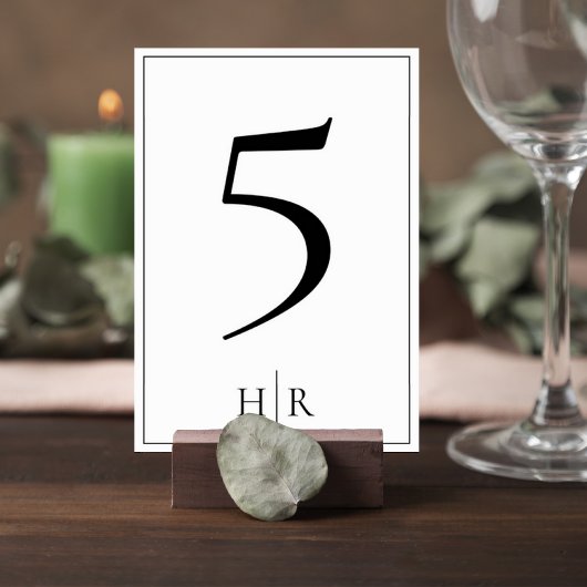 Numéro De Table Minimalist Monogram Wedding Table Number Card