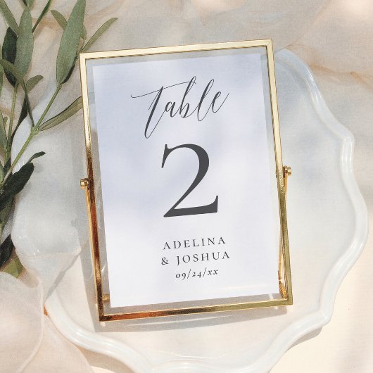 Numéro De Table Minimalist Script Calligraphy Elegant Wedding