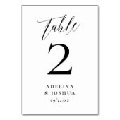 Numéro De Table Minimalist Script Calligraphy Elegant Wedding (Dos)