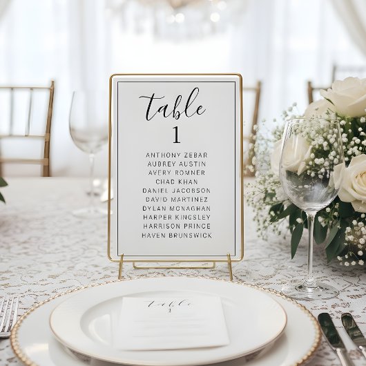 Numéro De Table Minimalist Table Number Seating Chart Wedding Card