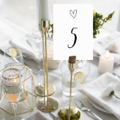 Numéro De Table Minimalist Wedding Table Number Card with Heart