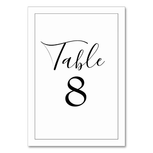 Numéro De Table Minimaliste (Dos)