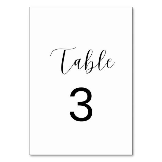 Numéro de table minimaliste 3 carte (Par défaut)