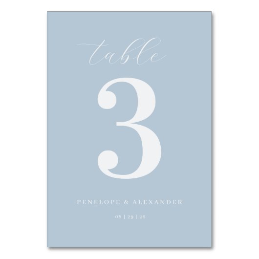 Numéro de table minimaliste bleu élégant (Par défaut)