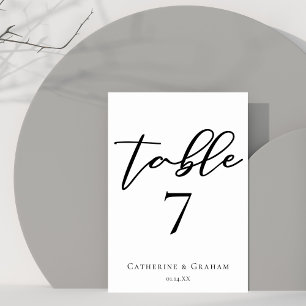 Numéro De Table Minimaliste de la typographie noire Mariage chic