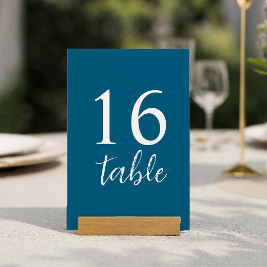 Numéro De Table Minimaliste Élégant Bleu