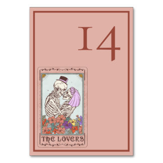 Numéro De Table Minimaliste Élégant Mariage de squelette de Tarot