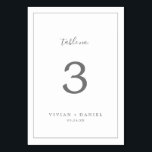 Numéro de table minimaliste en argent<br><div class="desc">Ce numéro de table minimaliste en argent est parfait pour un simple mariage. Le design romantique moderne présente une typographie gris argenté et blanc classique associée à une calligraphie rustique mais élégante avec un style vintage lettré à la main. Personnalisable dans n'importe quelle couleur. Gardez le design simple et élégant,...</div>