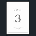 Numéro de table minimaliste en argent<br><div class="desc">Ce numéro de table minimaliste en argent est parfait pour un simple mariage. Le design romantique moderne présente une typographie gris argenté et blanc classique associée à une calligraphie rustique mais élégante avec un style vintage lettré à la main. Personnalisable dans n'importe quelle couleur. Gardez le design simple et élégant,...</div>