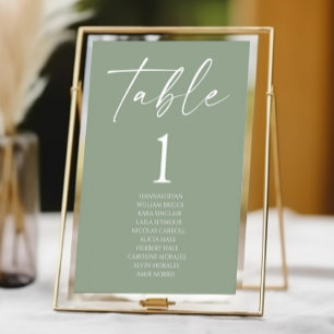 Numéro De Table Minimaliste minimaliste Élégant Mariage vert Sage