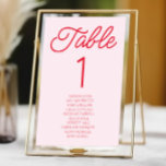 Numéro De Table minimaliste moderne rose et Mariage rouge<br><div class="desc">Il s'agit d'un minimaliste minimaliste moderne rose et rouge Mariage numéro de table avec des noms!</div>