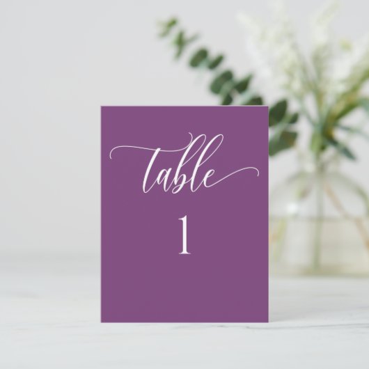 Numéro de table minimaliste moderne violet (Debout devant)