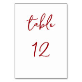 Numéro de table minimaliste rouge et blanc (Dos)