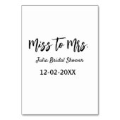 Numéro De Table Miss à Mme douche nuptiale style simple ajouter no (Dos)