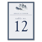 Numéro De Table Misty Mountain Blue Grey Blanc Élégant (Dos)