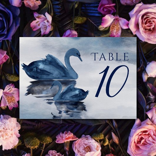 Numéro De Table Misty Reflections | Réception du cygne Dusty Blue 