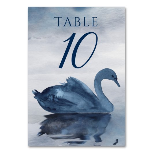 Numéro De Table Misty Reflections | Réception Dusty Blue Swan Lake (Dos)