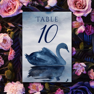 Numéro De Table Misty Reflections   Réception Dusty Blue Swan Lake
