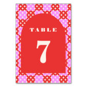 Numéro De Table Mmilieu du siècle moderne rétro rose rouge Tableau (Par défaut)