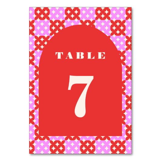 Numéro De Table Mmilieu du siècle moderne rétro rose rouge Tableau (Par défaut)