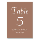 Numéro De Table Mocha Simple Style Mariage (Dos)