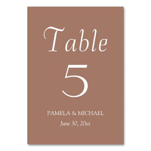 Numéro De Table Mocha Simple Style Mariage (Par défaut)