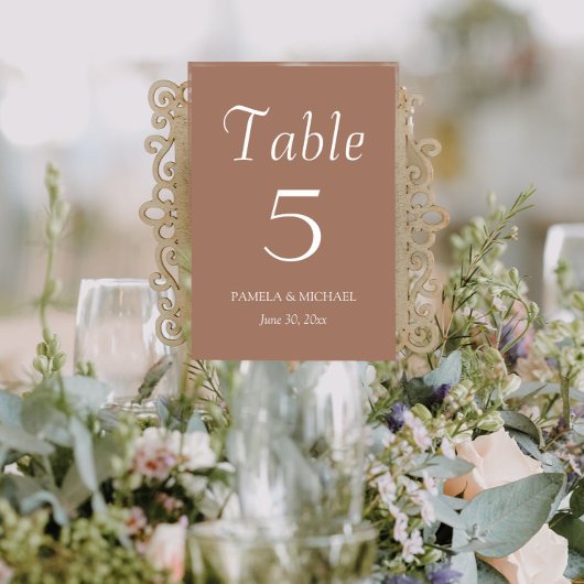 Numéro De Table Mocha Simple Style Mariage