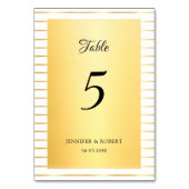 Numéro De Table Modèle à rayures dorées Élégant Script Calligraphi (Dos)