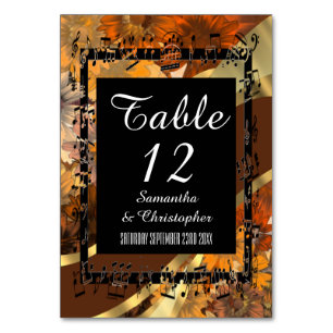 Numéro De Table Modèle floral brun d'automne personnalisé