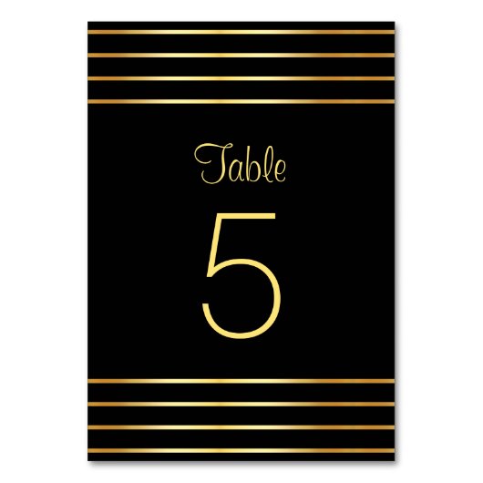 Numéro De Table Modèle moderne créatif Noir et Or (Dos)