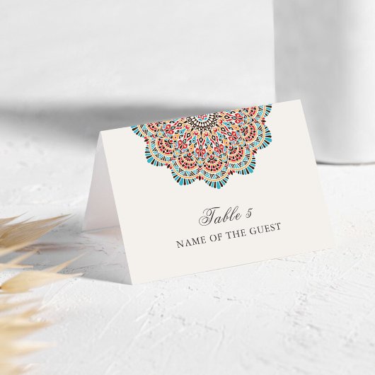 Numéro De Table Modern Artistic Motif Mandala Wedding Place Card
