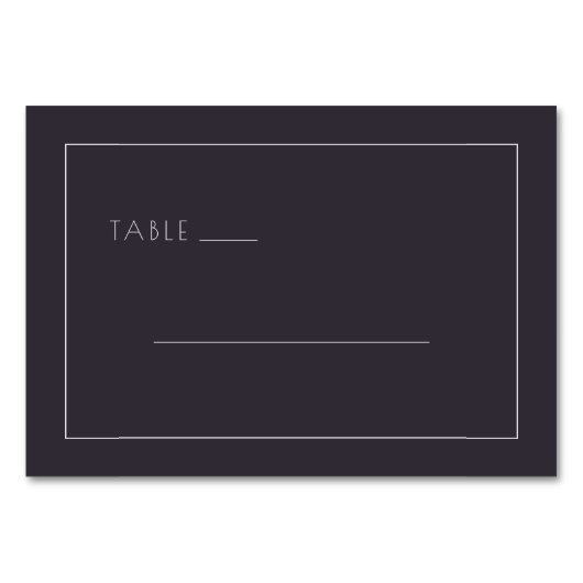 Numéro De Table Modern Black Minimalist Table Sign (Devant)