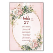 Numéro De Table Modern Blush Pink Floral Gold Wedding Table Number (Dos)