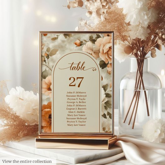 Numéro De Table Modern Boho Terra Cotta Ivory Sage Floral Wedding 