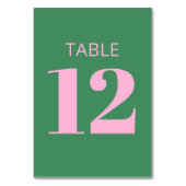 Numéro De Table Modern Bold Typography Pink Green Bat Mitzvah (Dos)
