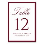 Numéro De Table Modern Burgundy Border Wedding (Par défaut)