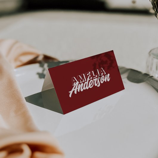 Numéro De Table Modern Burgundy Cream Unique Wedding Place Cards