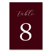 Numéro De Table Modern Burgundy Minimalist Wedding (Dos)