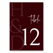 Numéro De Table Modern Burgundy Monogram Minimalist Wedding (Par défaut)
