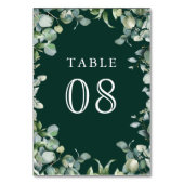 Numéro De Table Modern Eucalyptus Greenery Emerald Green Wedding (Dos)