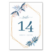 Numéro De Table Modern Geometric Dusty Blue Greenery Wedding (Dos)