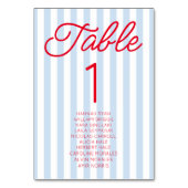 Numéro De Table Modern Minimal Minimalist Blue Stripes Red Wedding (Par défaut)