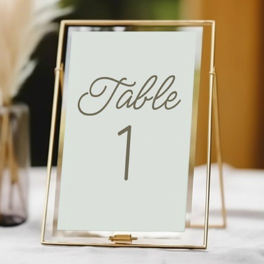 Numéro De Table Modern Minimal Minimalist Green Wedding