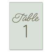 Numéro De Table Modern Minimal Minimalist Green Wedding (Dos)