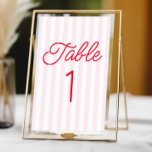 Numéro De Table Modern Minimal Minimalist Red Pink Stripes Wedding<br><div class="desc">This is a Modern Minimal Minimalist Red Pink Stripes Wedding Table Number!</div>