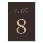 Numéro De Table Modern Minimalist Brown Wedding (Dos)