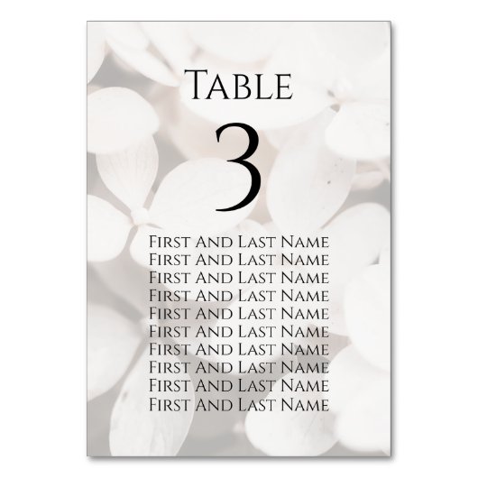 Numéro De Table Modern Minimalist White Floral Seating Chart Card (Par défaut)
