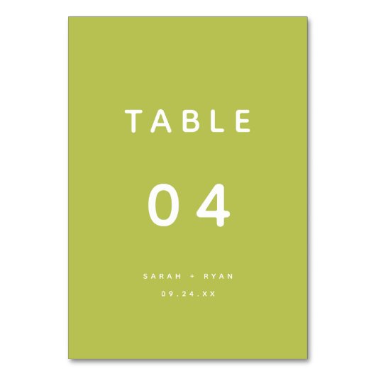 Numéro De Table Modern Minimalistic Lime Green Wedding (Par défaut)